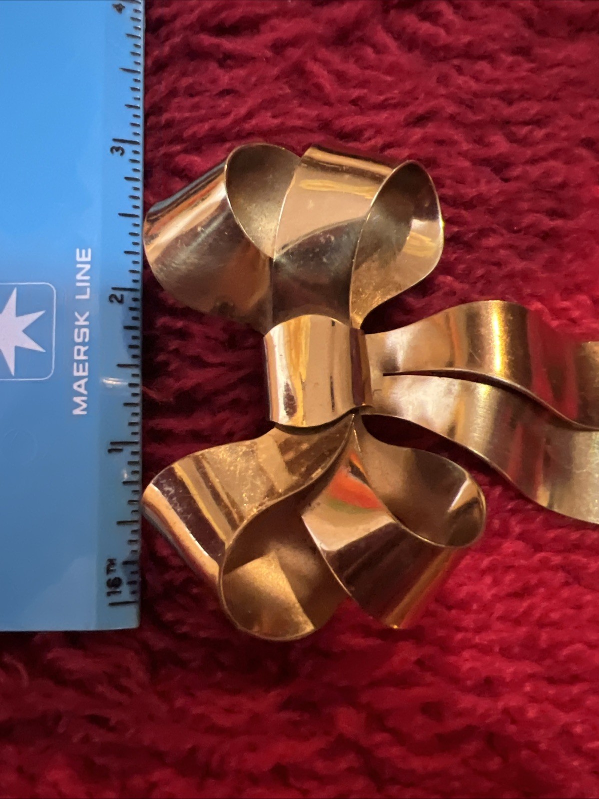 Vintage Gold Tone Extra Large Ribbon Bow Brooch