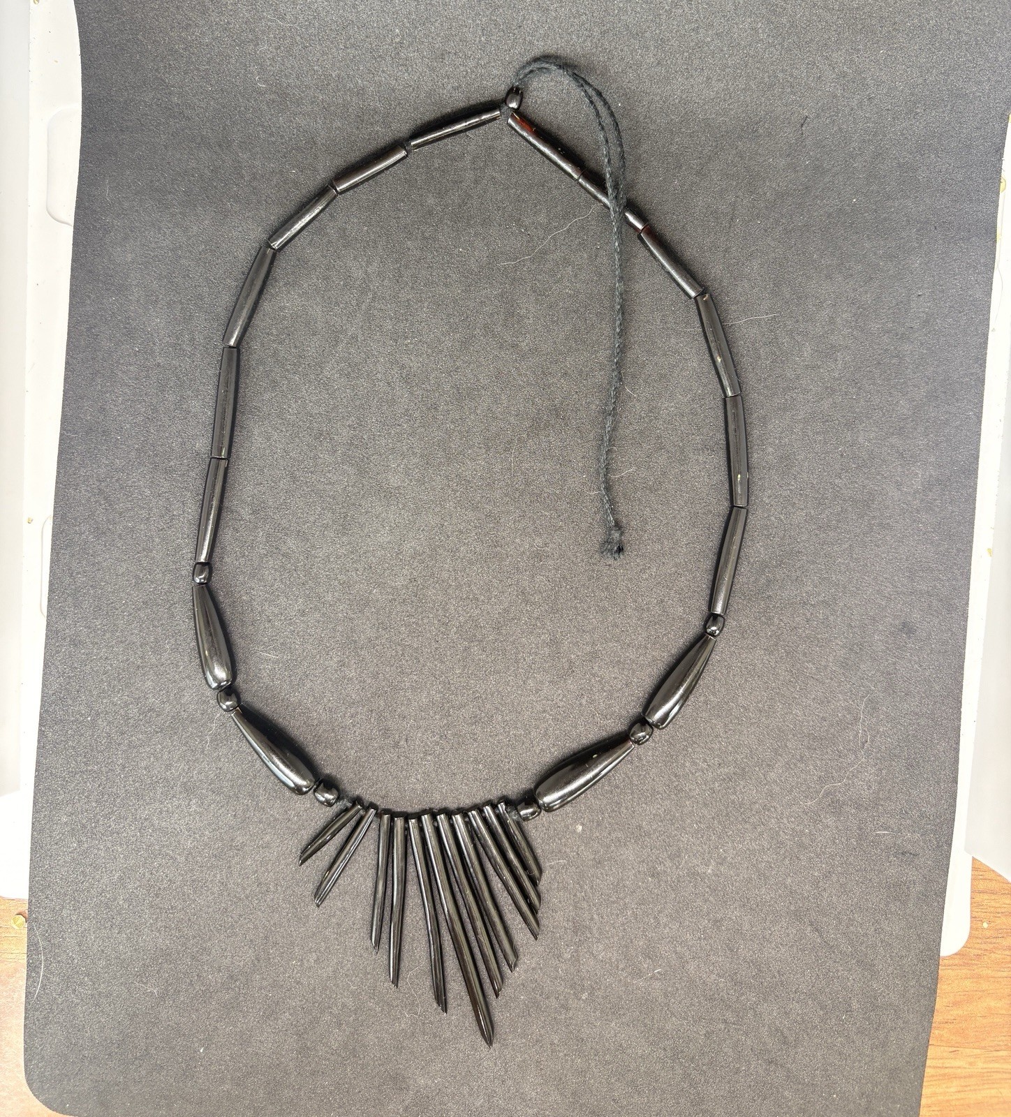 Vintage 16”- 23” Black Branch Coral Fringe Adjustable Graduated Necklace