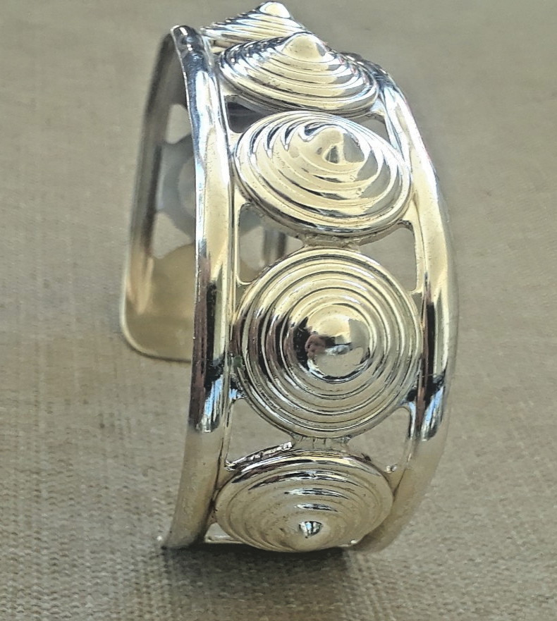 Rare Vintage Mario Tanzi Sterling Cuff Bracelet about 7.5″, 1-1/4″ gap 46.5gr