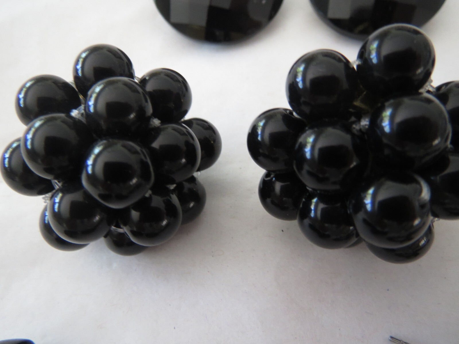 Vtg Lot Earrings All Black 1950s To 1980s