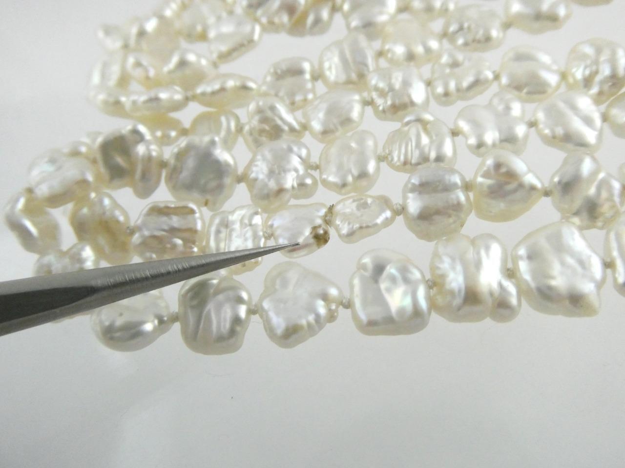 Vintage Hand Knotted Baroque Shape Freshwater Pearl Necklace No Clasp