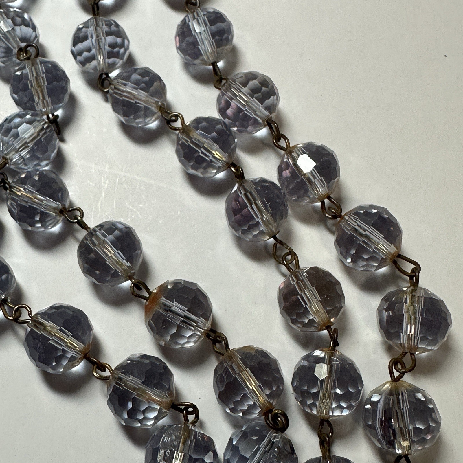 VTG Neodymium Glass Necklace Color Changing Alexandrite 54 Faceted Beads Czech