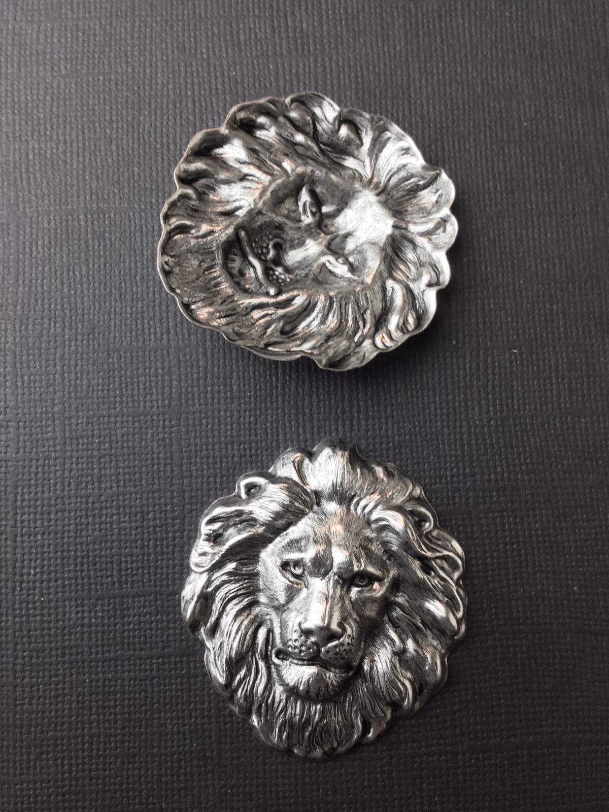 45064 Large Lion Head Jewelry Finding Matte Silver Oxidized