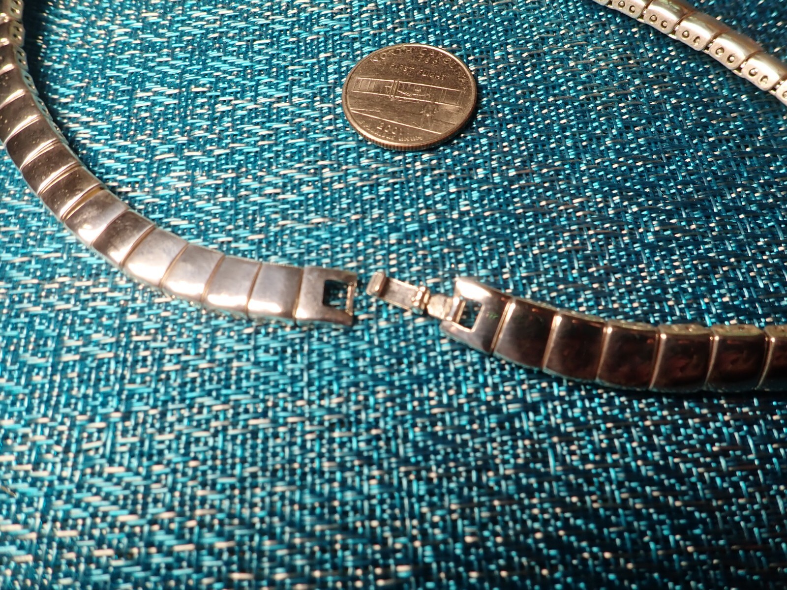 Vintage 16.5″L x 3/8″W Silver Plated/Almost Square Links (3/8″ X2/8″ ) Necklace
