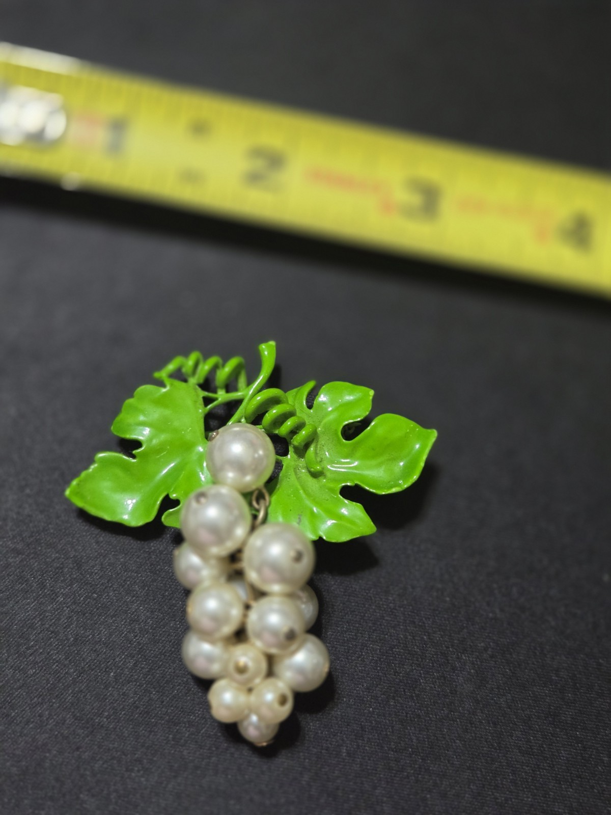 Grape Cluster Pin Brooch Green Leaf Pin NWT Floral Pin Vtg
