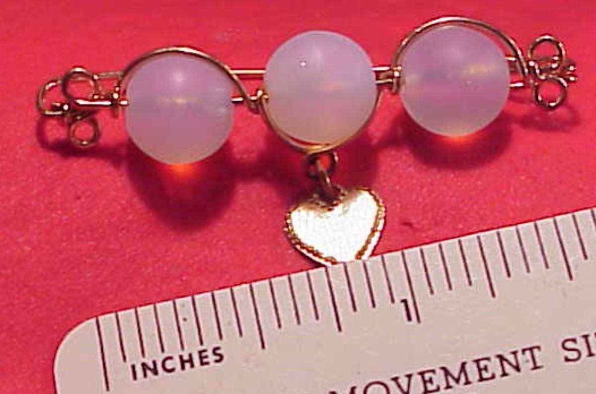 VINTAGE SOUVENIR NIAGARA FALLS MOONSTONE BROOCH PIN WIRE WRAP GOLD FILLED 2 INCH
