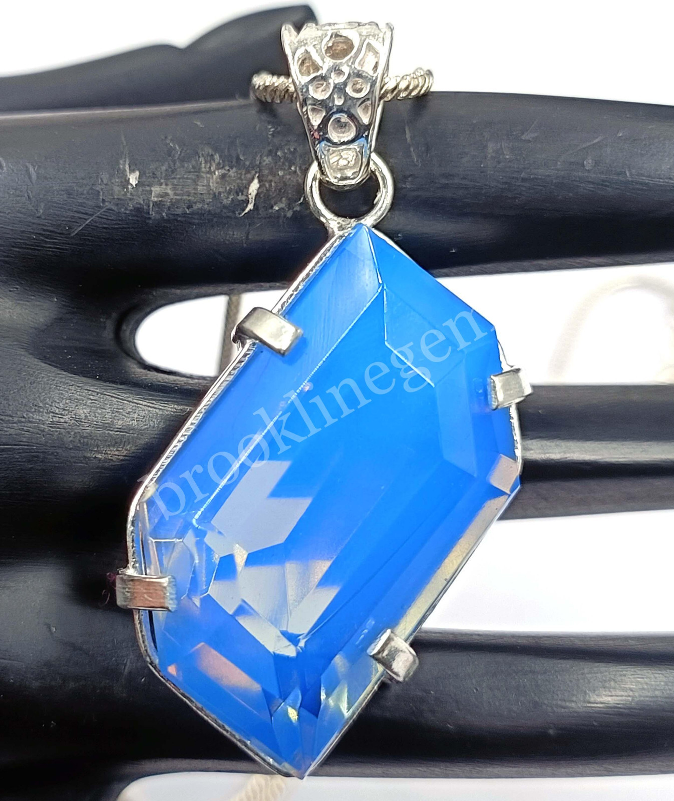 69.70 Ct Fancy Cut Natural Blue Opal EGL 925 Solid Silver Pendant Gems 5MRB
