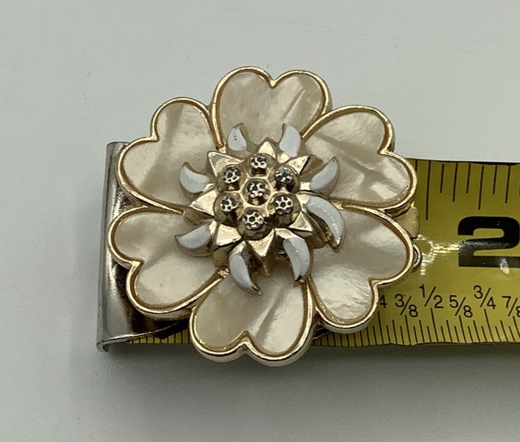 Vintage W Germany MOP Floral Scarf Dress Clip Brooch 1.5 in. West Germany Heart