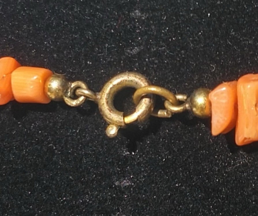 Vintage Estate Natural Orange Branch Coral Necklace Set