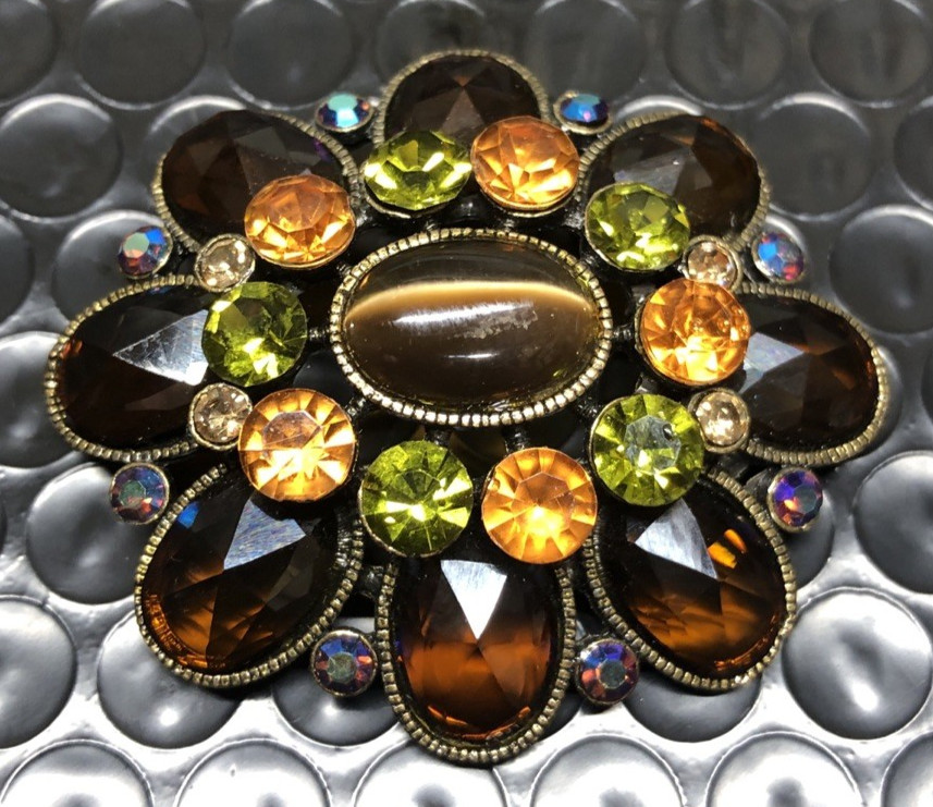 Brooch Pin Fall Colors Brown Orange Green