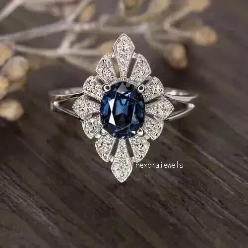 2Ct Art Deco Style Lab Created Diamond Wedding Engagement 14K White Gold FN Ring