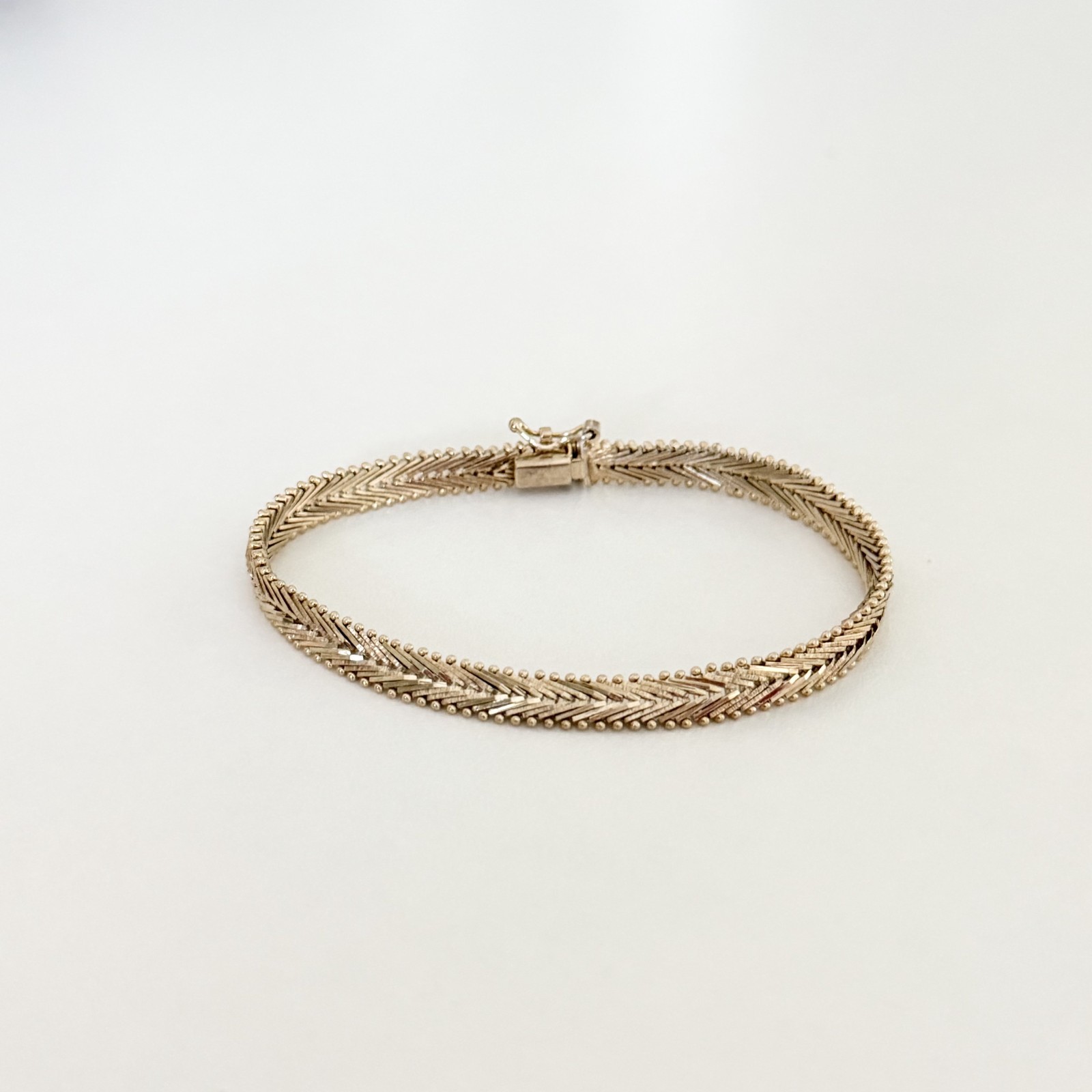 925 Italy Sterling Silver Gold Vermeil Vintage Chevron Mesh Chain Link Bracelet