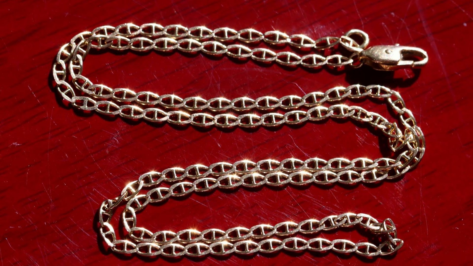 14k yellow gold necklace 18.75″ anchor / mariner link chain vintage 4.25gr N3642