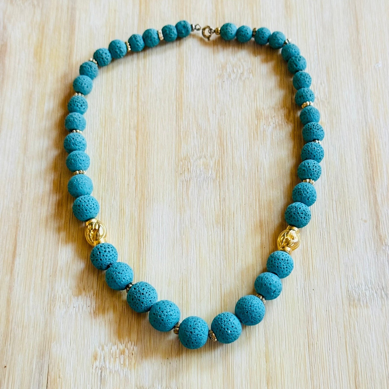 VTG Blue Sponge Coral regal Necklace Genuine Natural beaded Round Beads 74g 18″