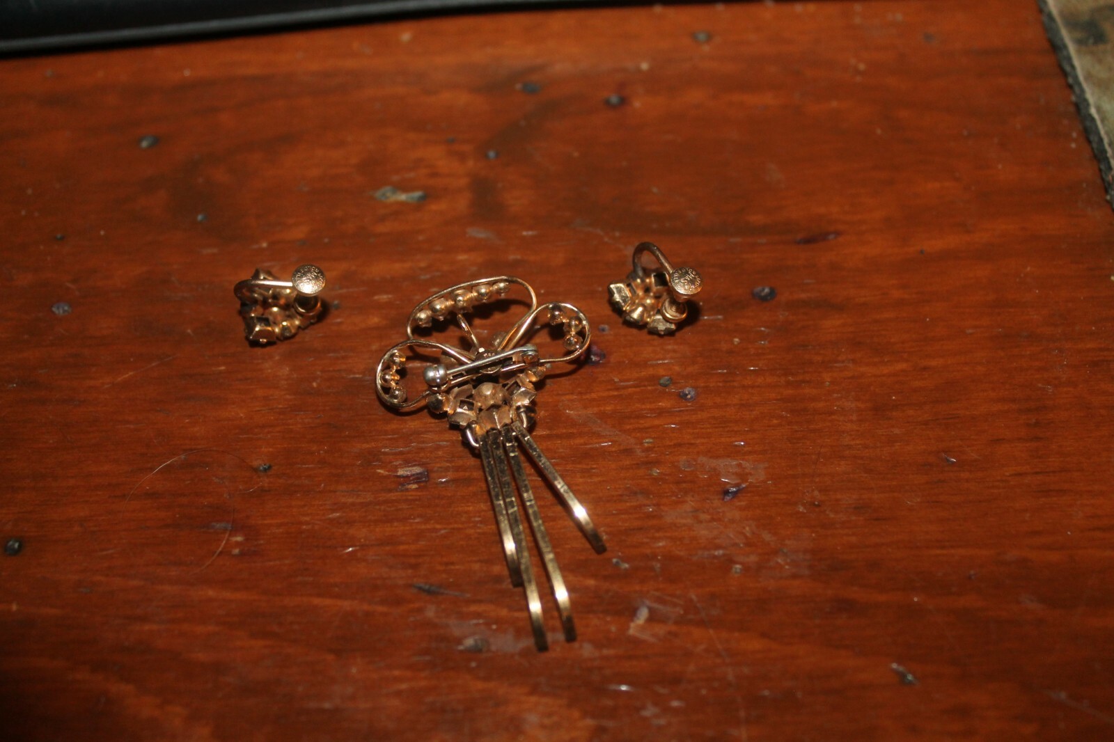1950’s M&S 1/20 12k Gold Filled Brooch Screw Post Ear Ring Set Marks Spencer