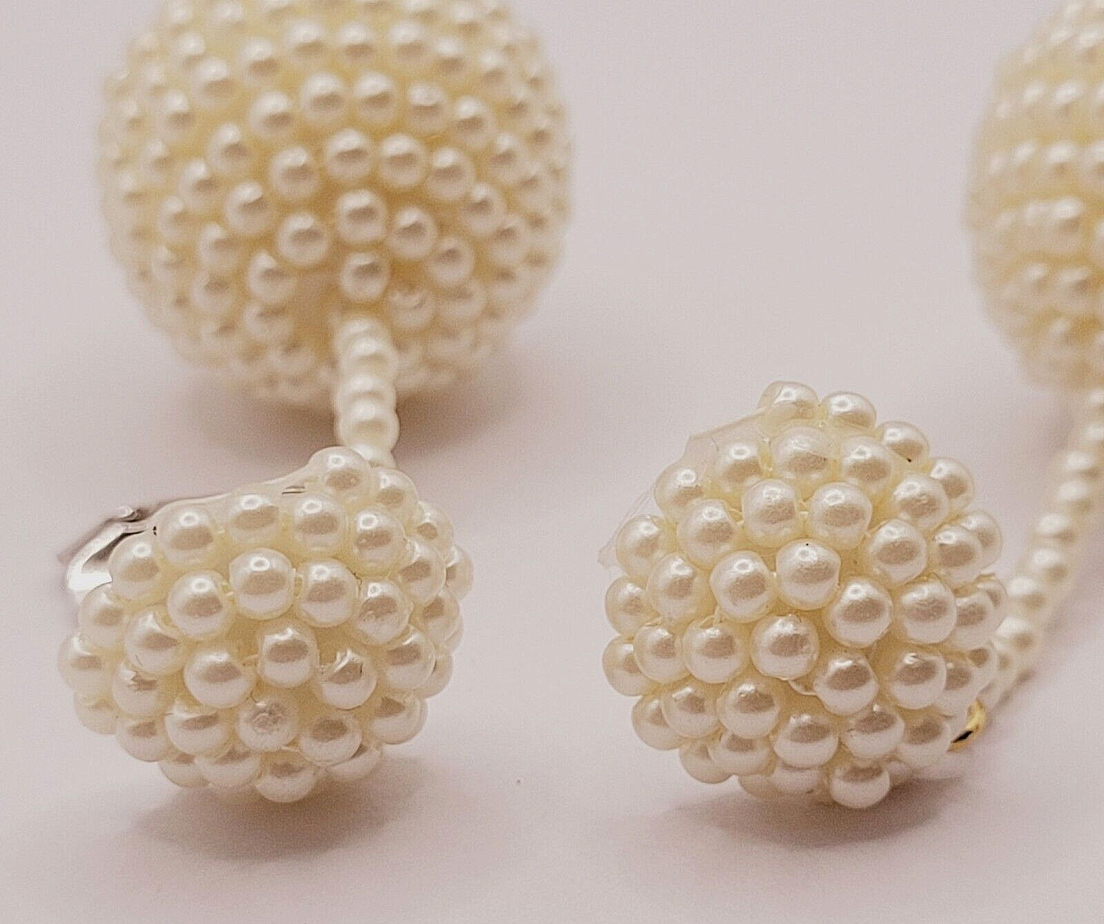 Unique Ball Drop Dangle with Faux Pearl Long Beaded Costume Clip On Earrings