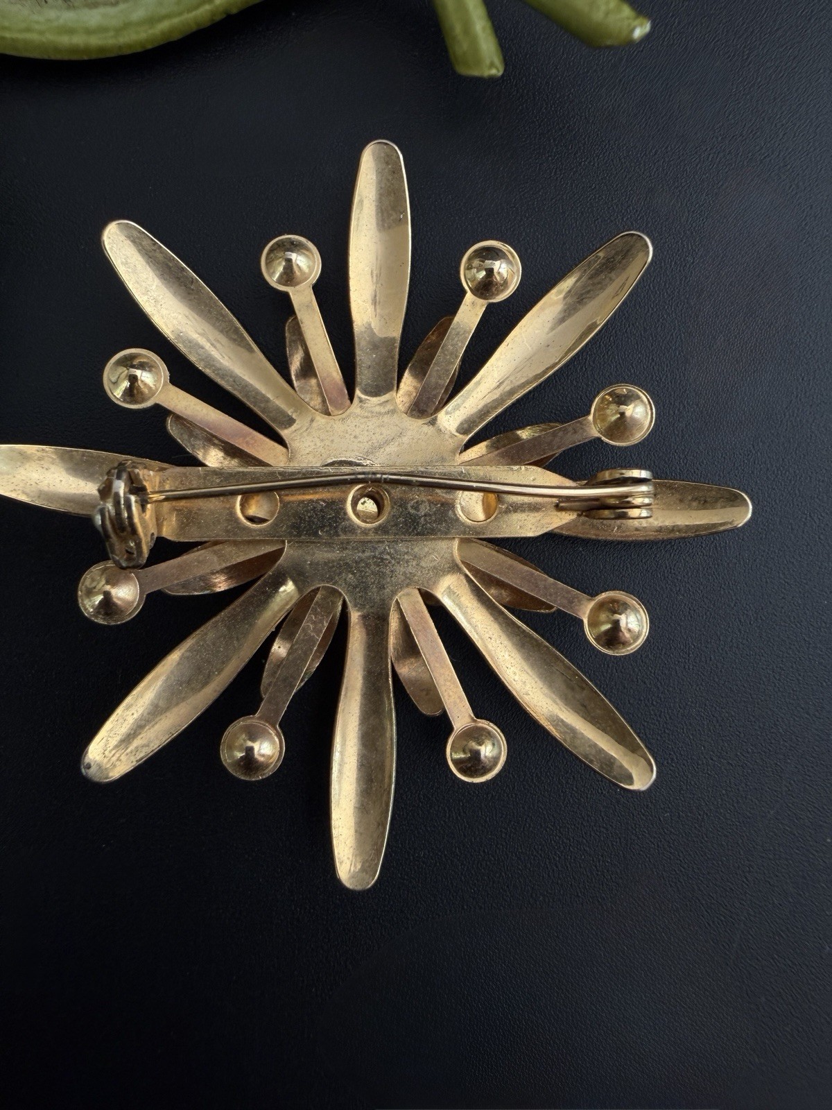 Vtg Flower Brooch Lot Green White Enamel Rhinestone Starburst Tulip Botanical