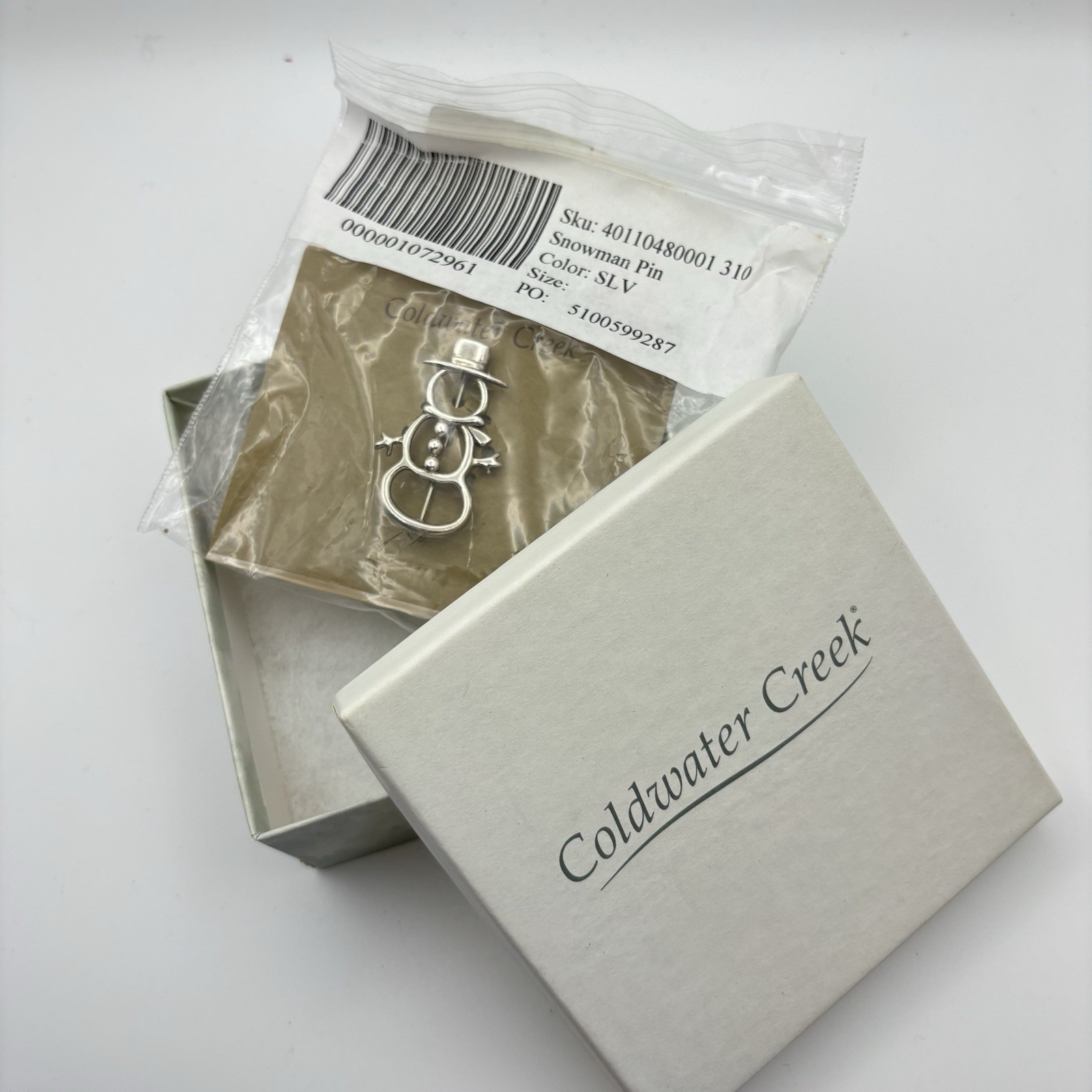 Coldwater Creek Sterling Silver Snowman Pin Vintage Timeless
