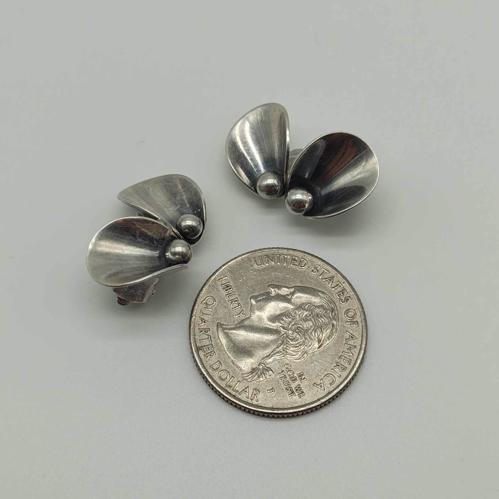 Niels Erik N. E. From Denmark Sterling Silver 925 Clip On Earrings Modernist