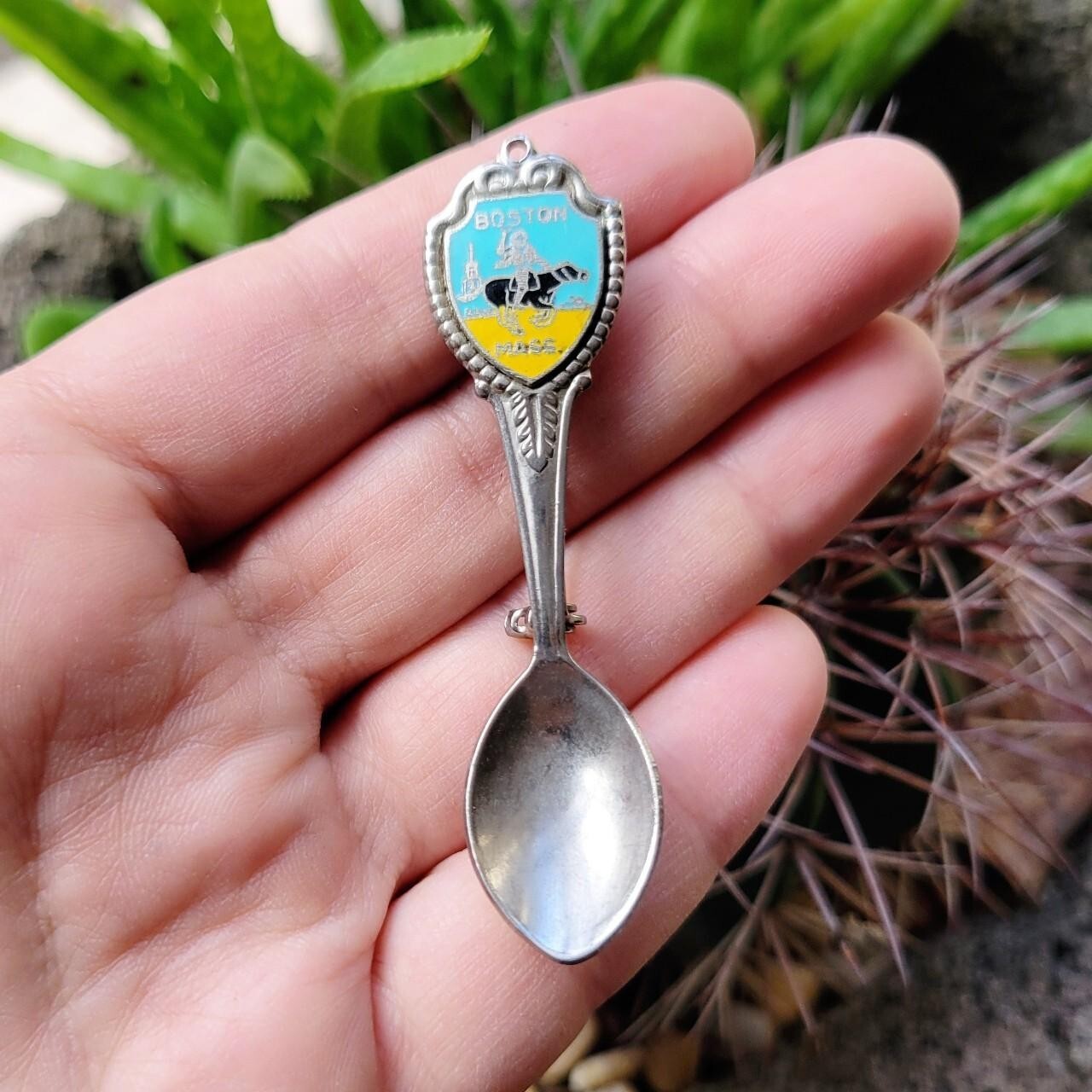 Vintage Dainty Silver Spoon Boston Paul Revere Horse Boucher Brooch Pin