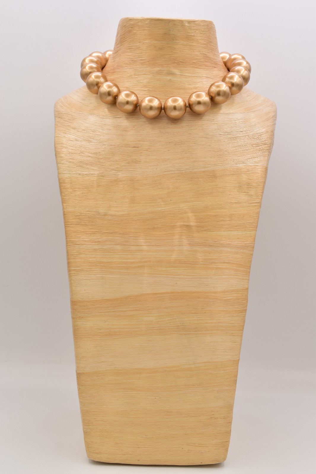 Vintage Chunky Gold Pearl Choker Necklace Large Beaded Statement Collar 80s BinI