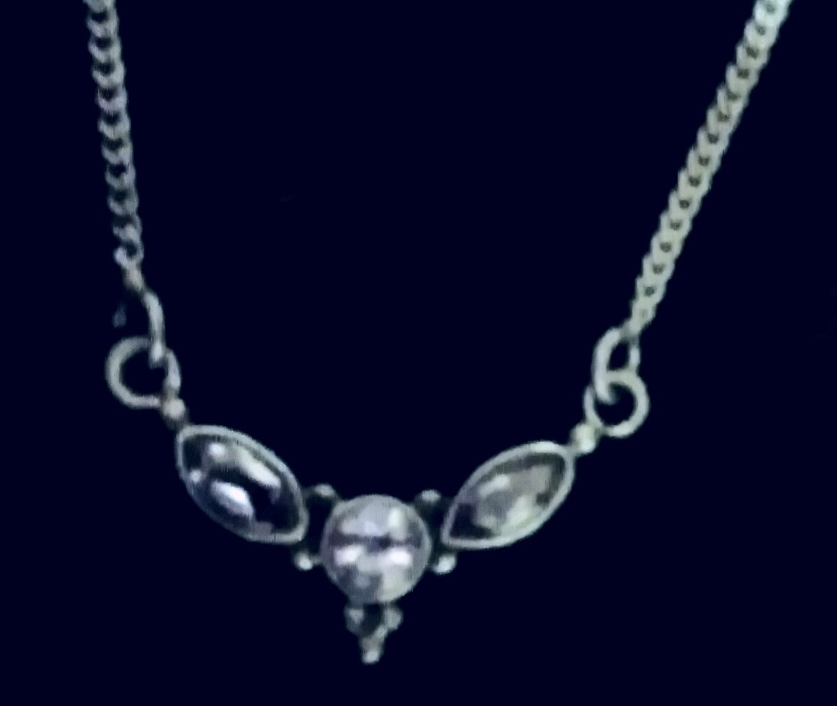 Vintage Sterling Silver Triple Amethyst Necklace. Purpler in Person reg $70