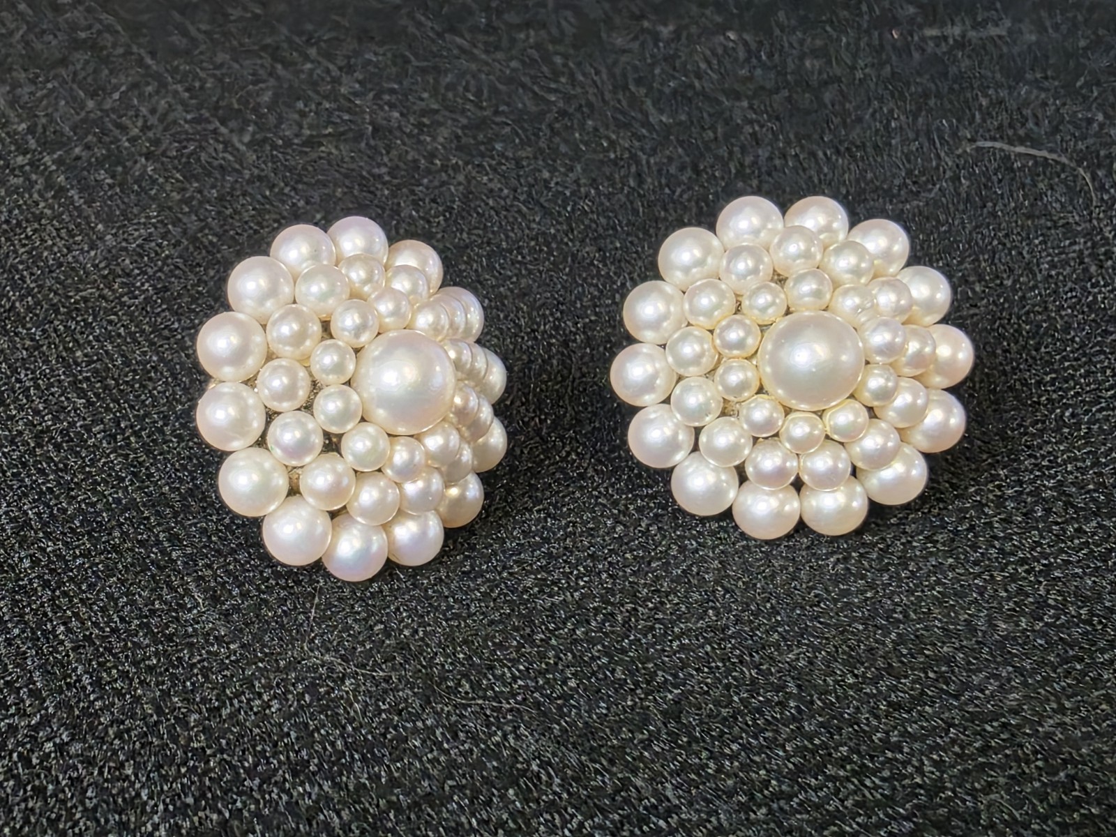 Vtg 1950s Mikimoto 38 Pearl W/ Silver Screw Back Earrings