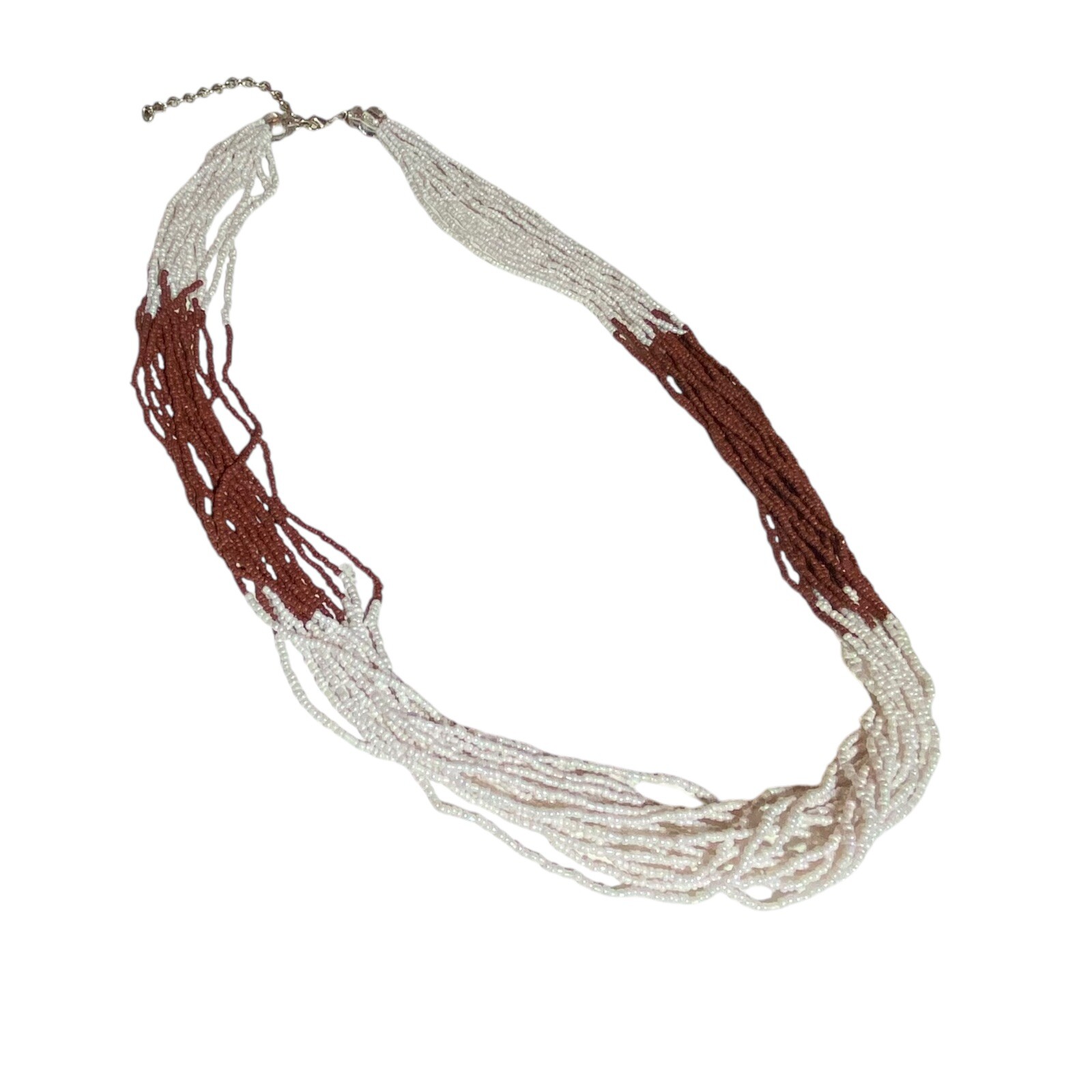 Elegant 30” Mocha Brown Seed Bead Necklace Multi-Strand Boho Layered Jewelry