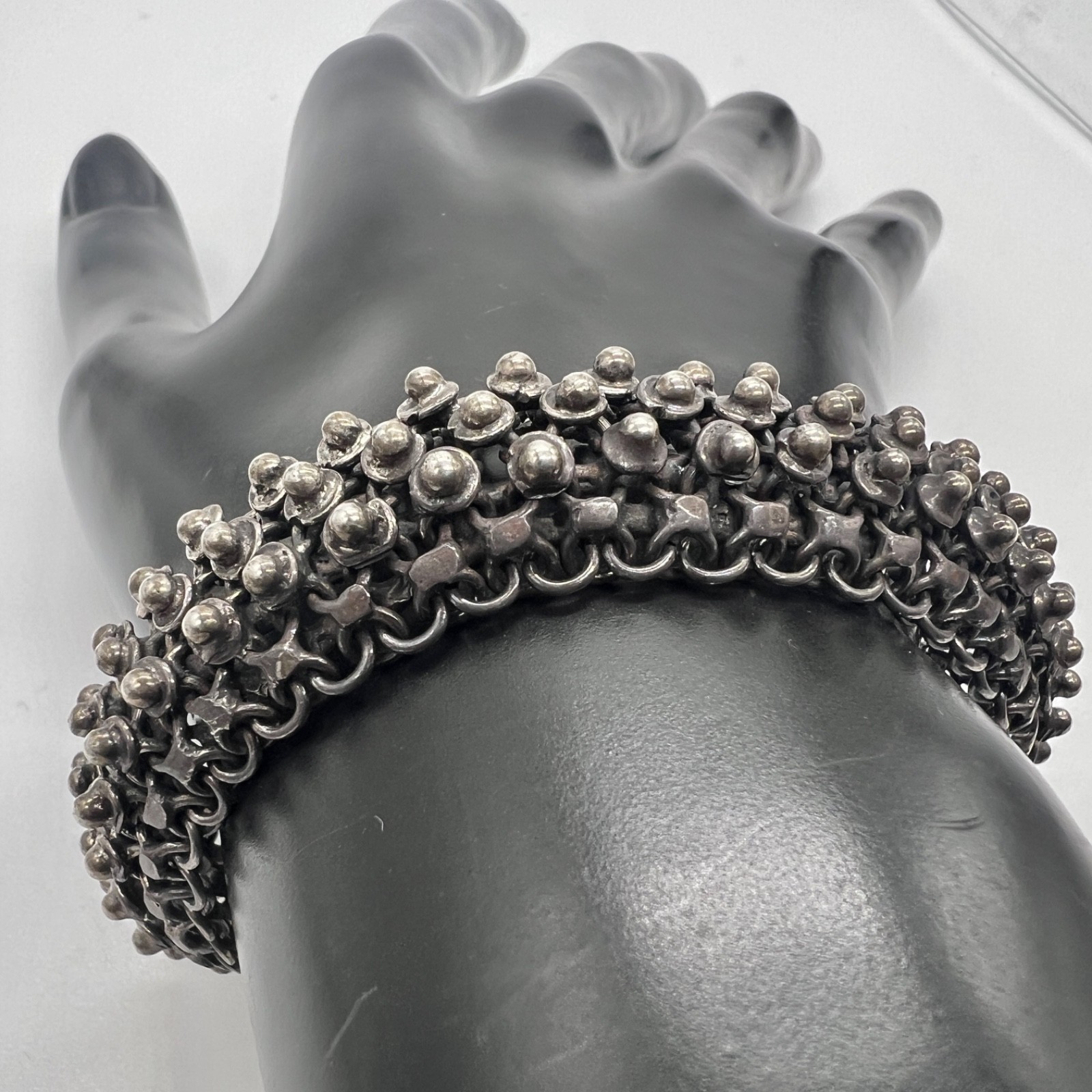 Antique Vintage 925 Sterling Cannetille Etruscan Bracelet 49 Grams