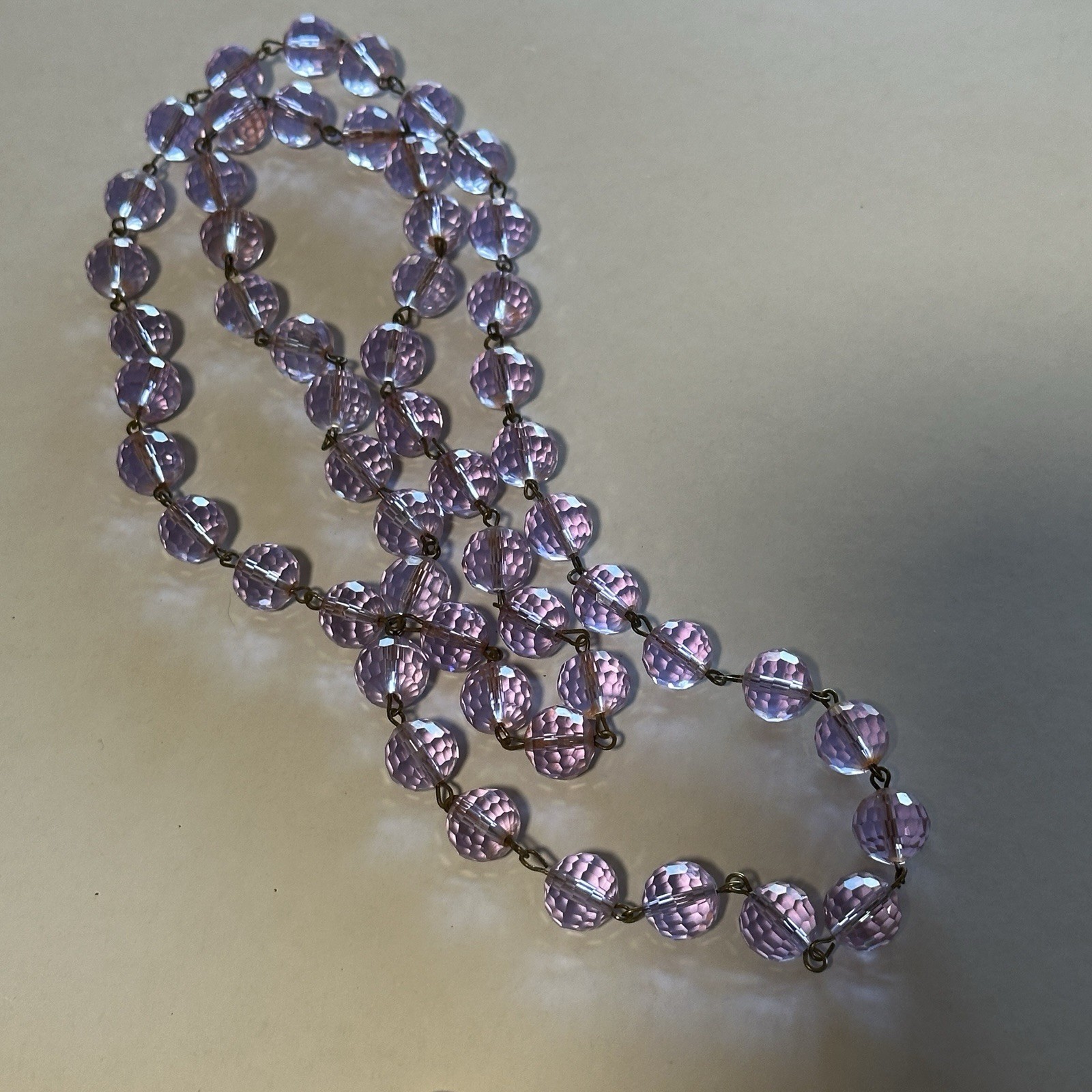 VTG Neodymium Glass Necklace Color Changing Alexandrite 54 Faceted Beads Czech