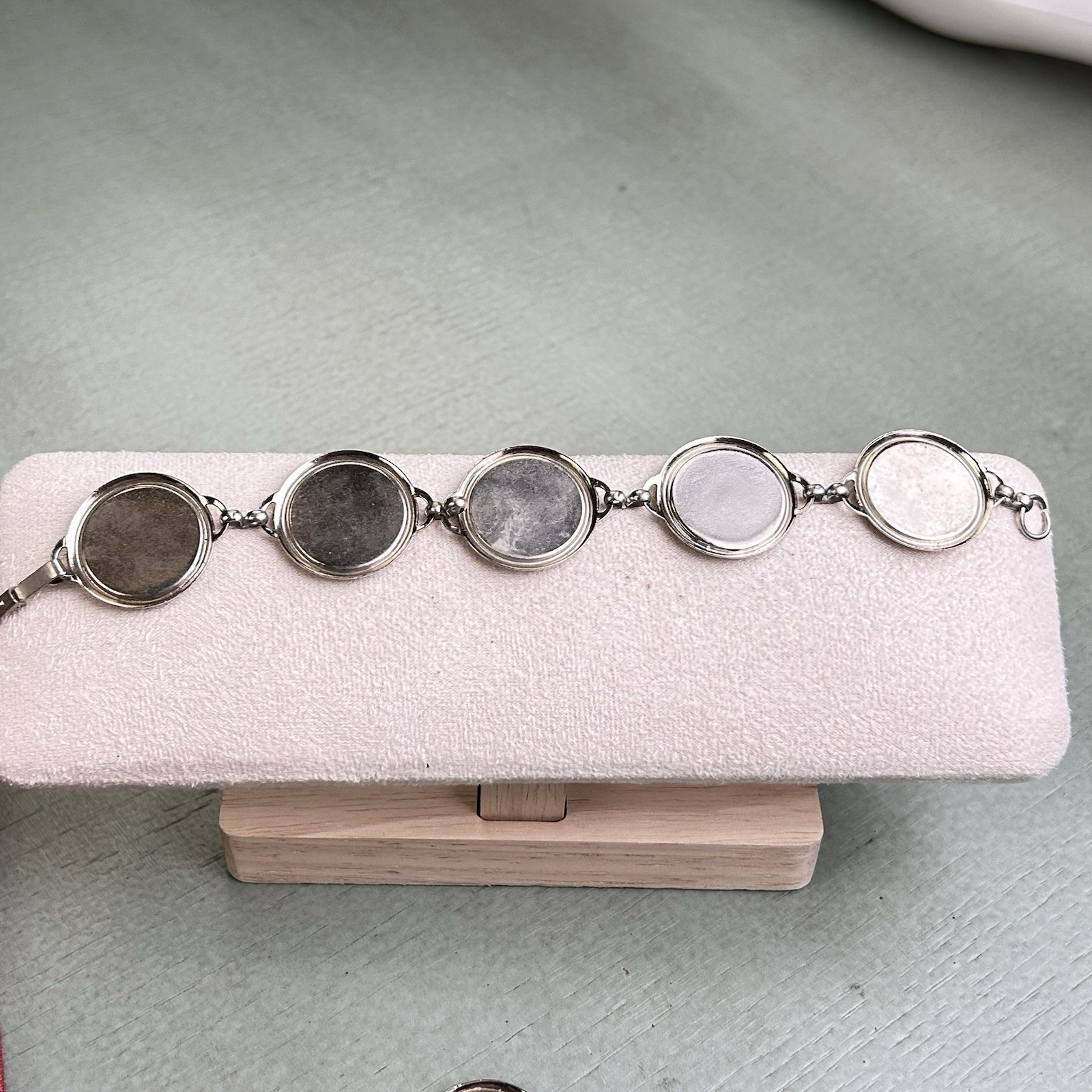 Vintage Indian Head Buffalo Nickel Coin Link Bracelet Silver Tone USA