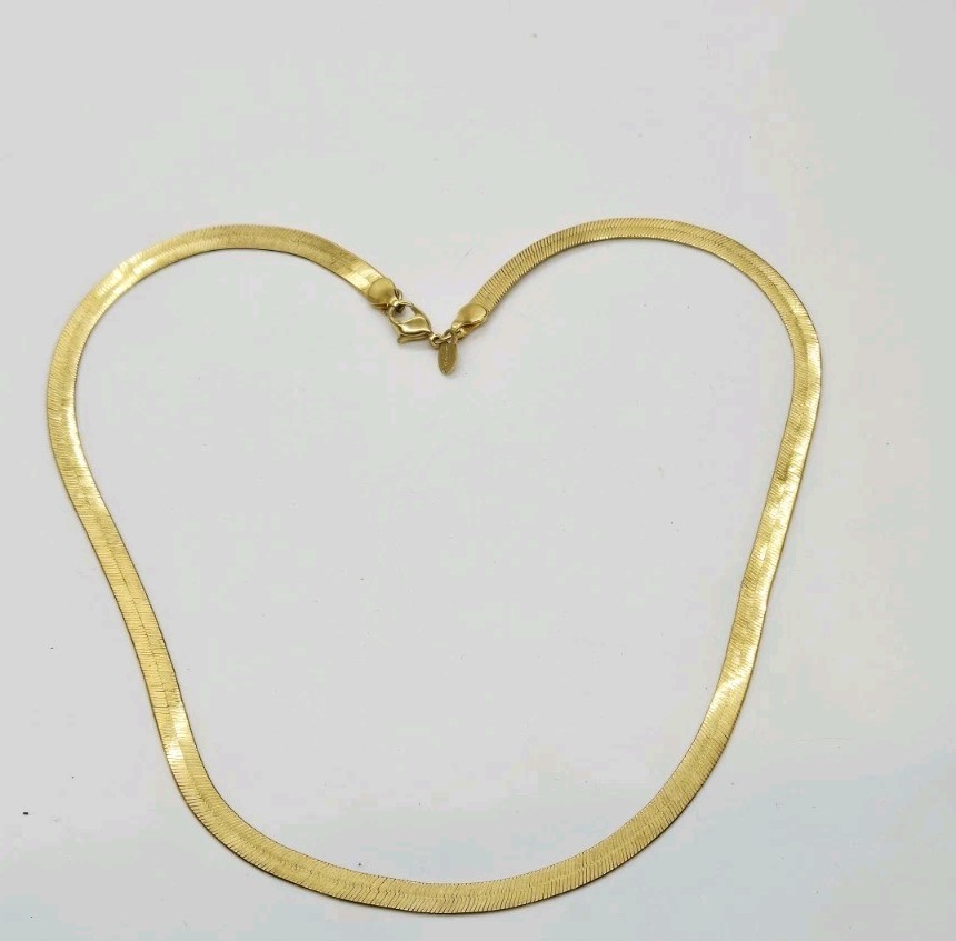 Monet HERRINGBONE Necklace Gold Tone Couture 80’s Style Runway Vintage 17.5 in