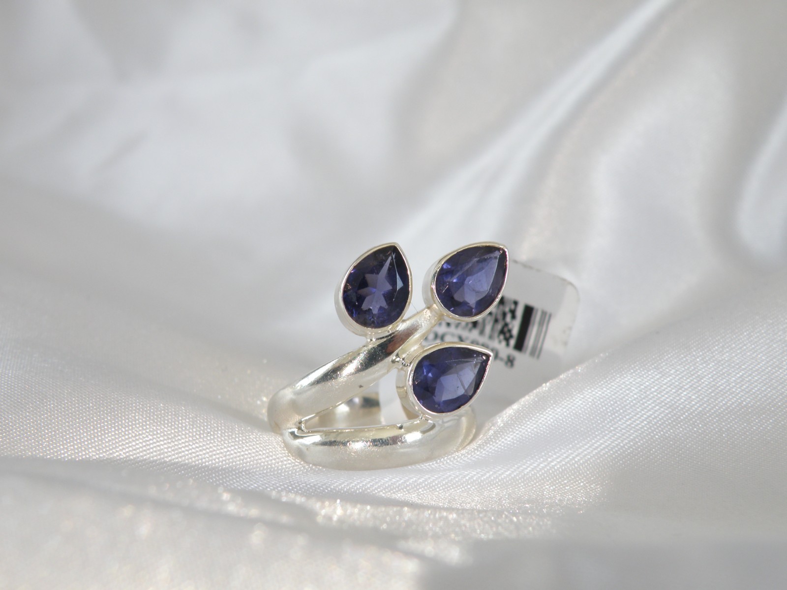 Chunky Sterling Silver 925 Bold Iolite Wrap Band Ring Size 8