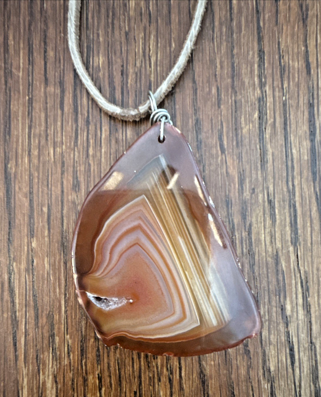 AMAZING BROWN AGATE SLICE NECKLACE oneofakind Boho Festival Earthy Nature Hippie