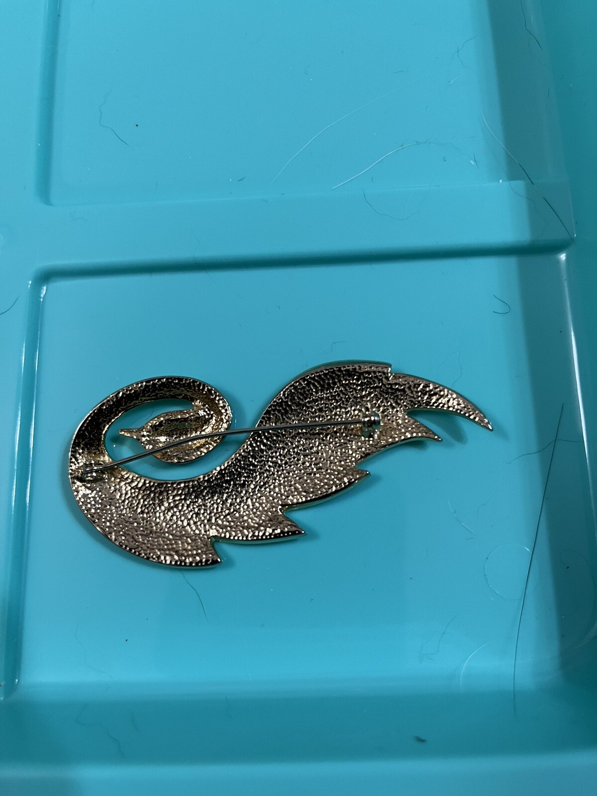 ORENA Paris brooch Gold tone And Black Enamel Bird Vintage 3” X 1-1/4”