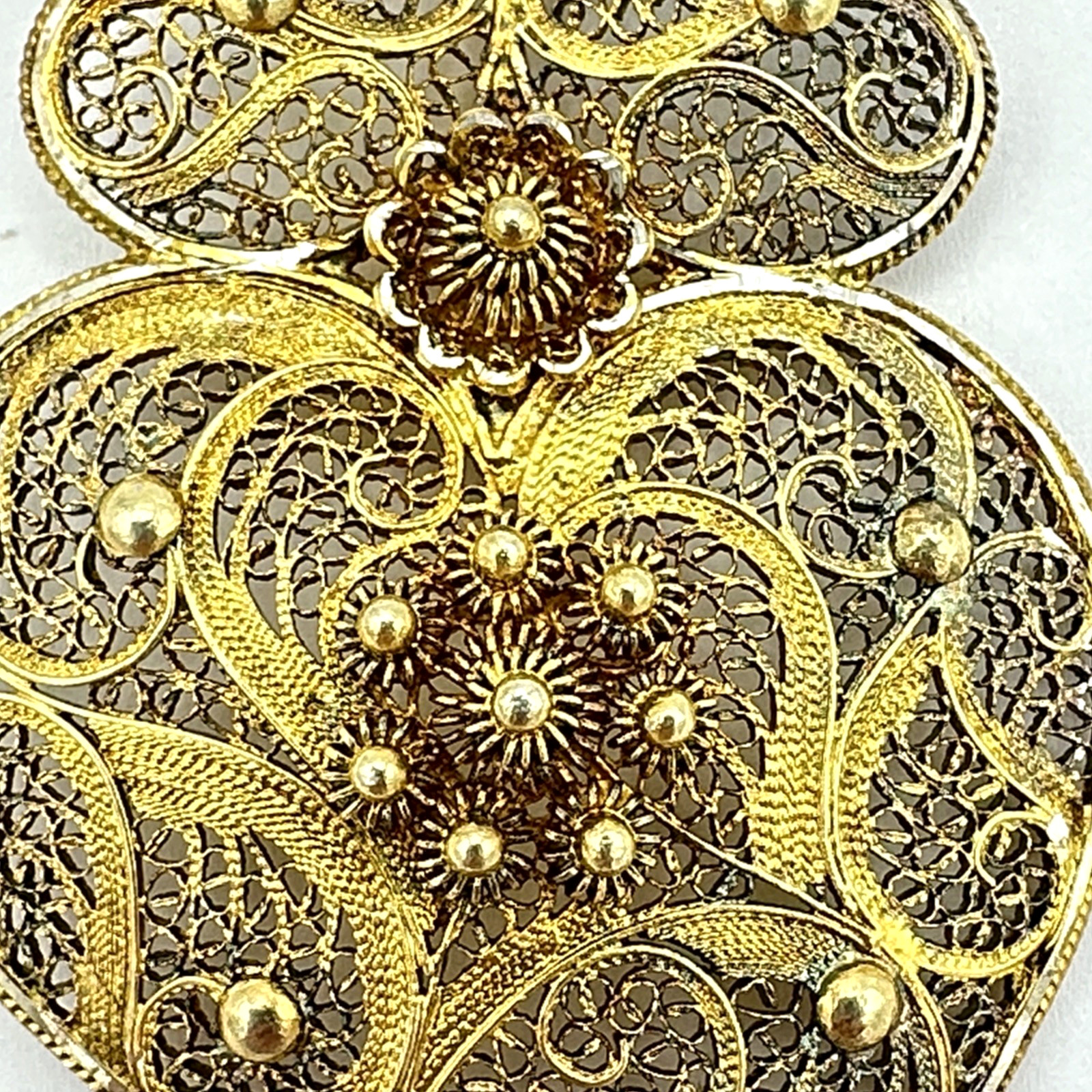 VIANA HEART pendant & earring set – vintage filigree sterling silver gold wash