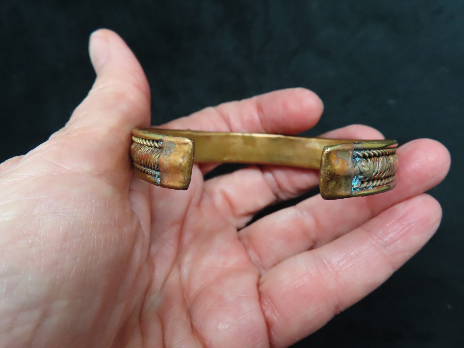 Vintage Brass & Silver Tone & Copper Cuff Bracelet