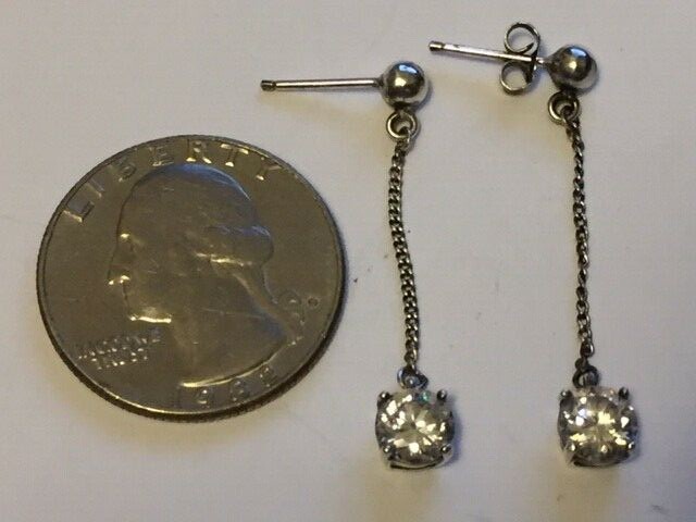 CA 925 Sterling Slver Cubic Zirconia Earrings Vintage.-1C147