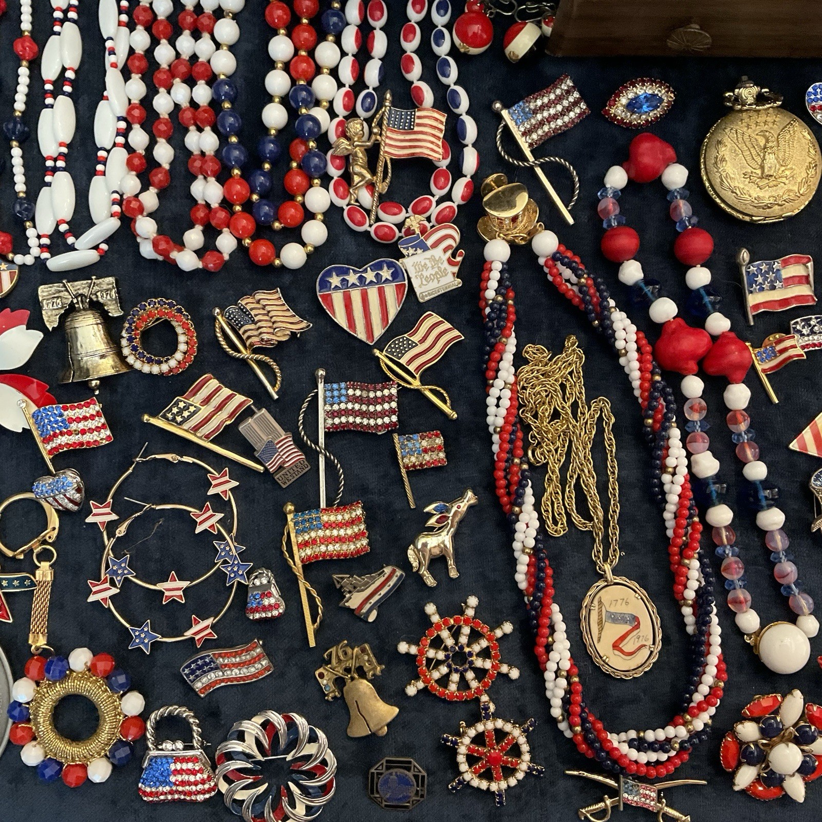Vintage Lot Patriotic Forth Of July Red White Blue Jewelry Sarah C Monet Emmons