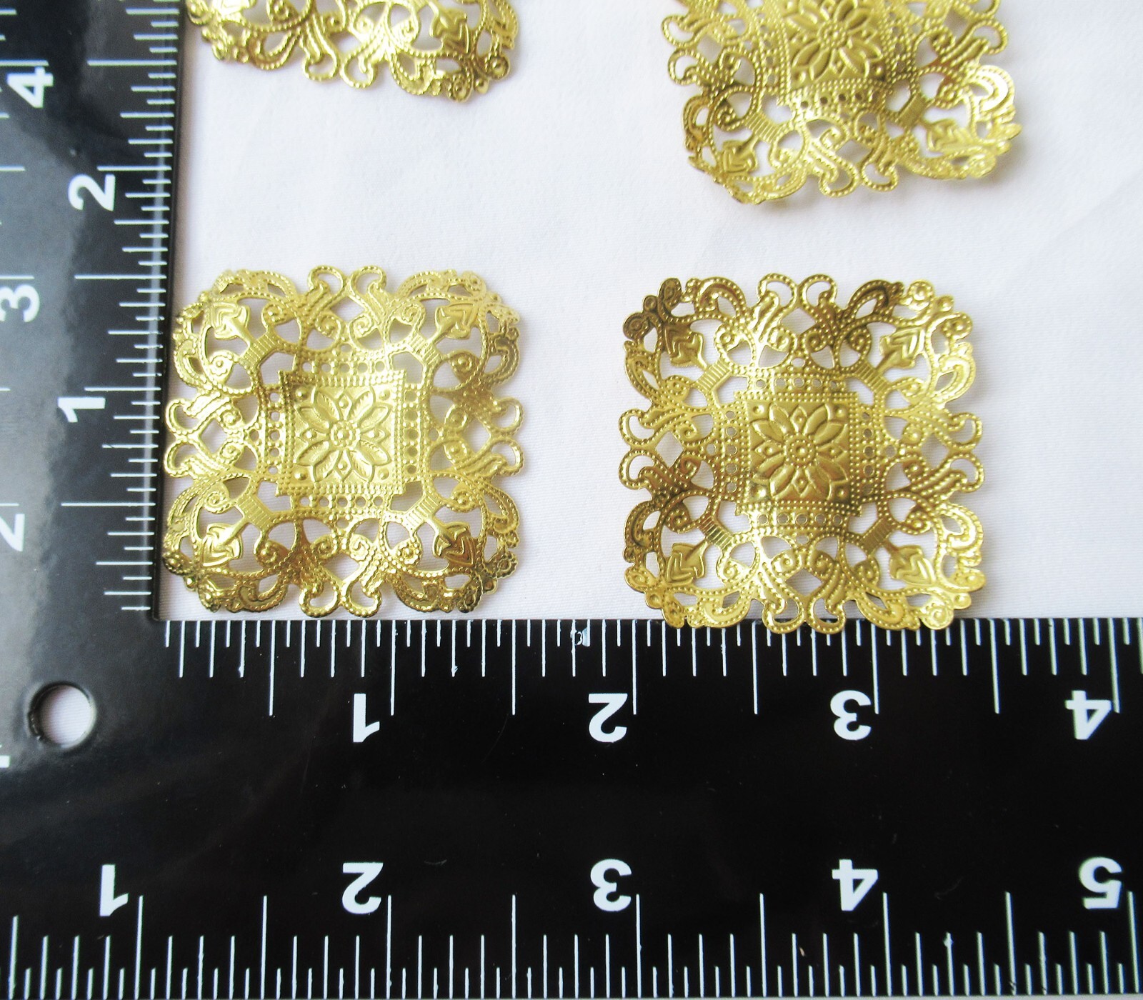 30pcs Square Brass Filigree Stampings 39mm Decorative Finding DIY Crafts