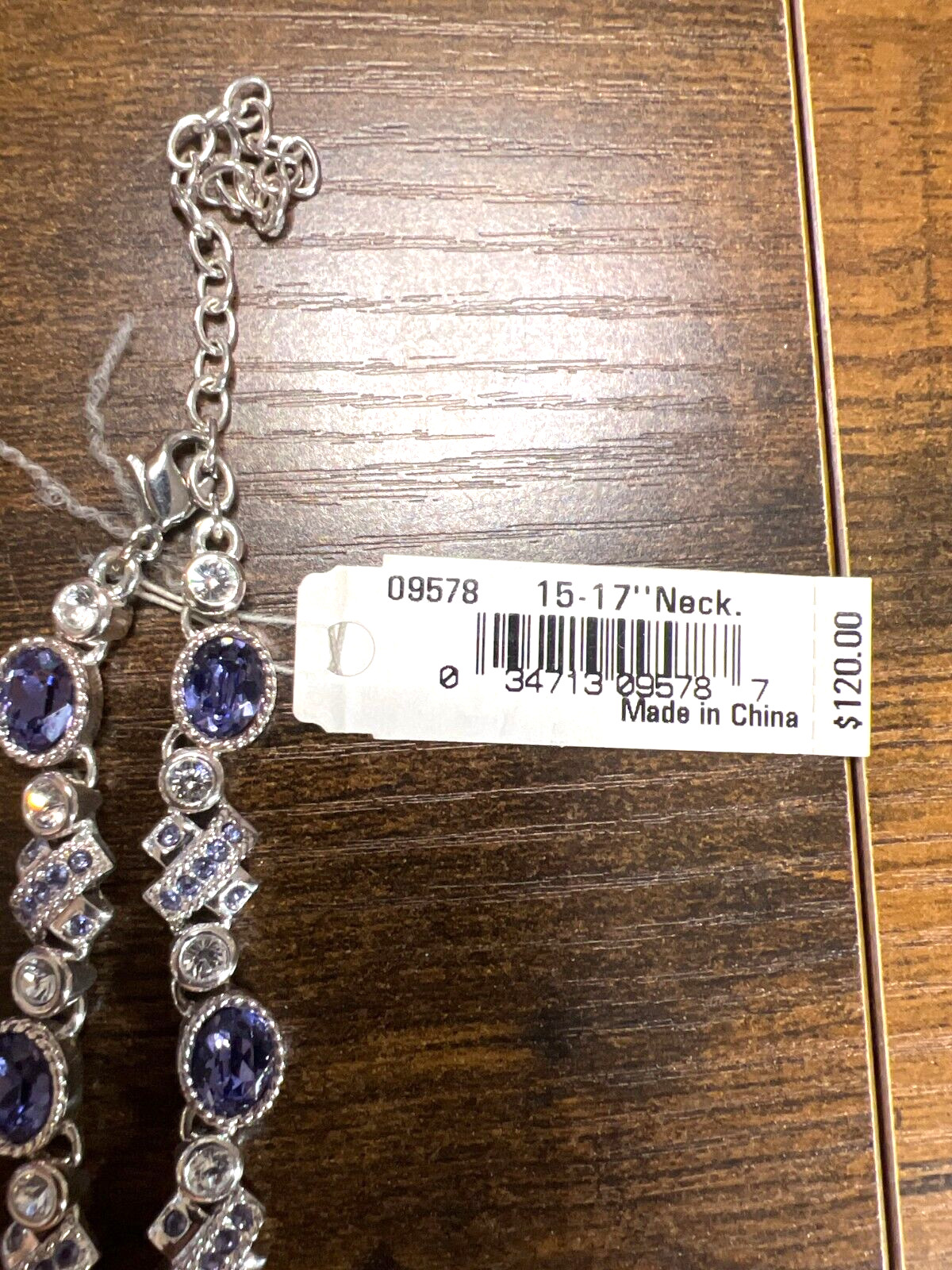 VTG Monet 15-17″ Statement Necklace Lavender & Clear Rhinestones, Velvet Case VG