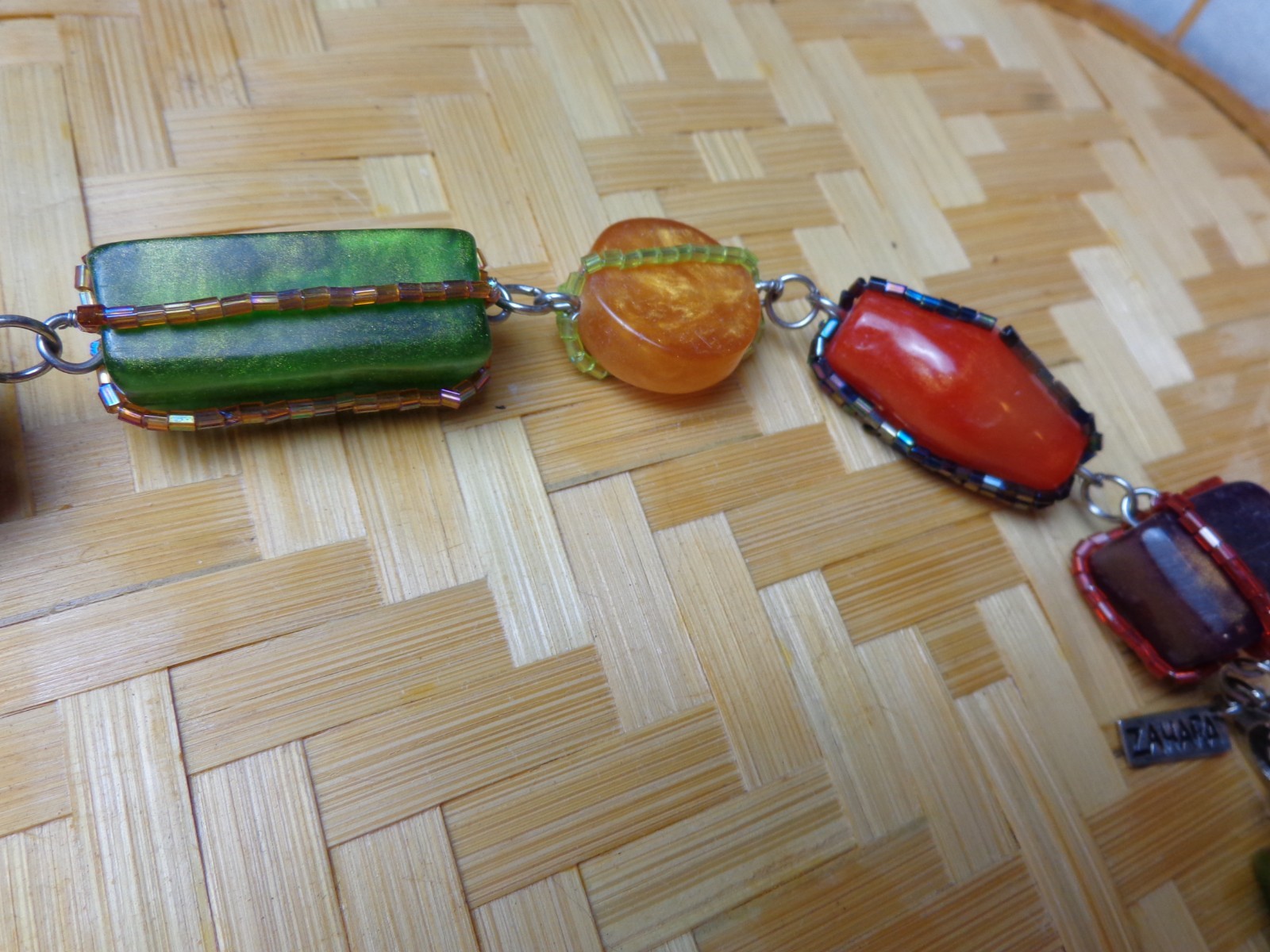 ZAHARA Necklace Chunky Signed Vintage Resin Beaded Statement Boho Whimsy