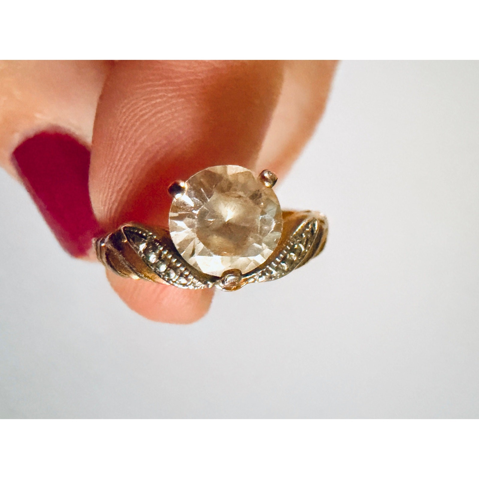 Signed LIND 14K HGE Heavy Gold Electroplate Vintage CZ Engagement Style Ring