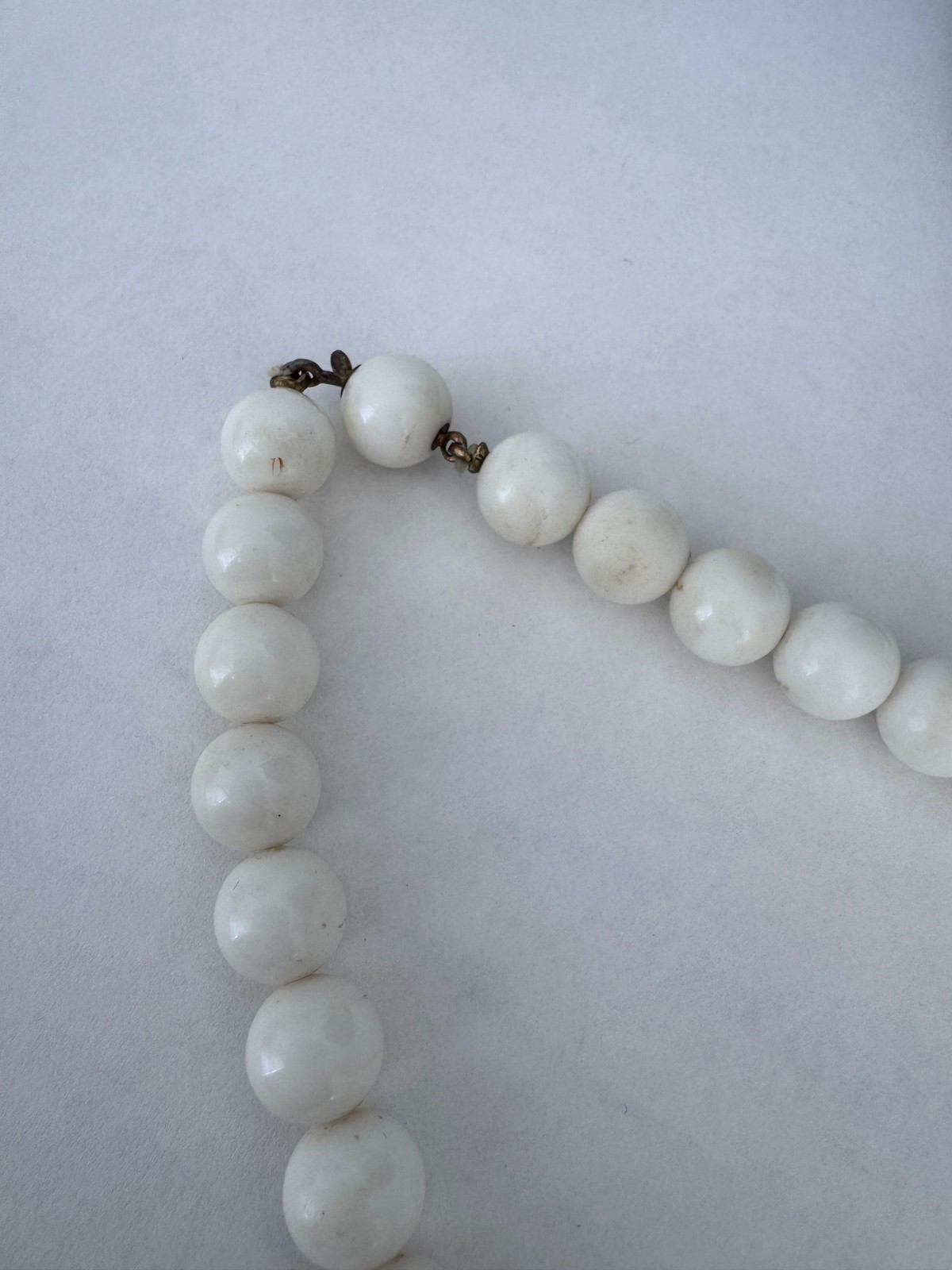 MCM White Plastic Jewelry Set – Necklace, 2 Bangles, Clip-on Earrings