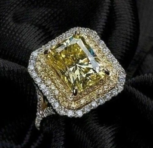 Art Deco 3.90 Ct Canary Diamond Antique Vintage Wedding Ring 925 Sterling Silver