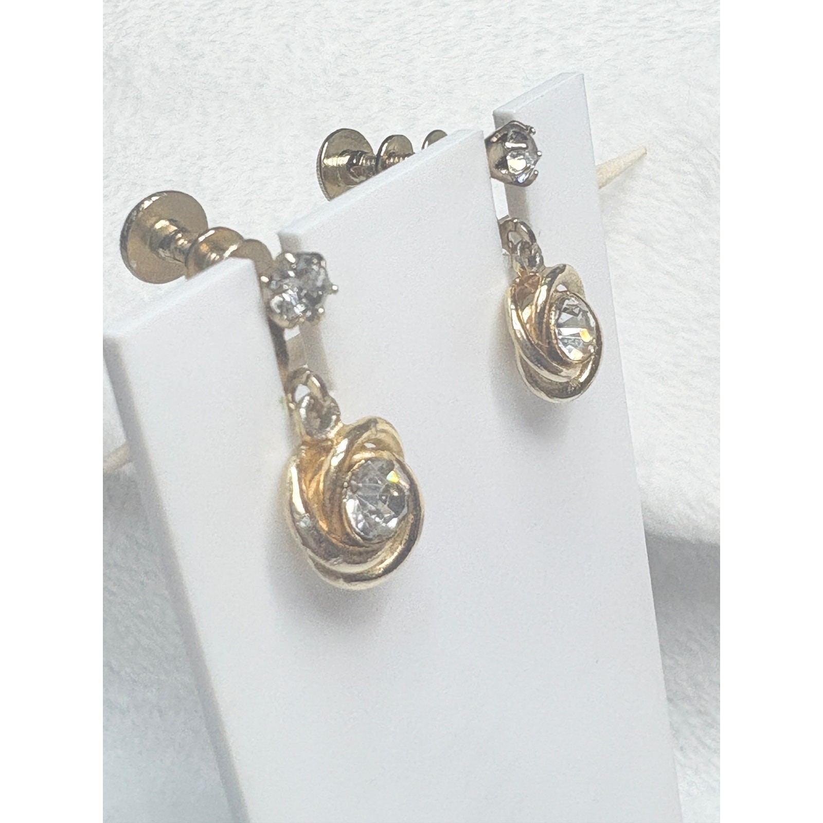 1950s Signed Coro Gold-tone Knot Earrings Screw-back-Mid Century Jewelry