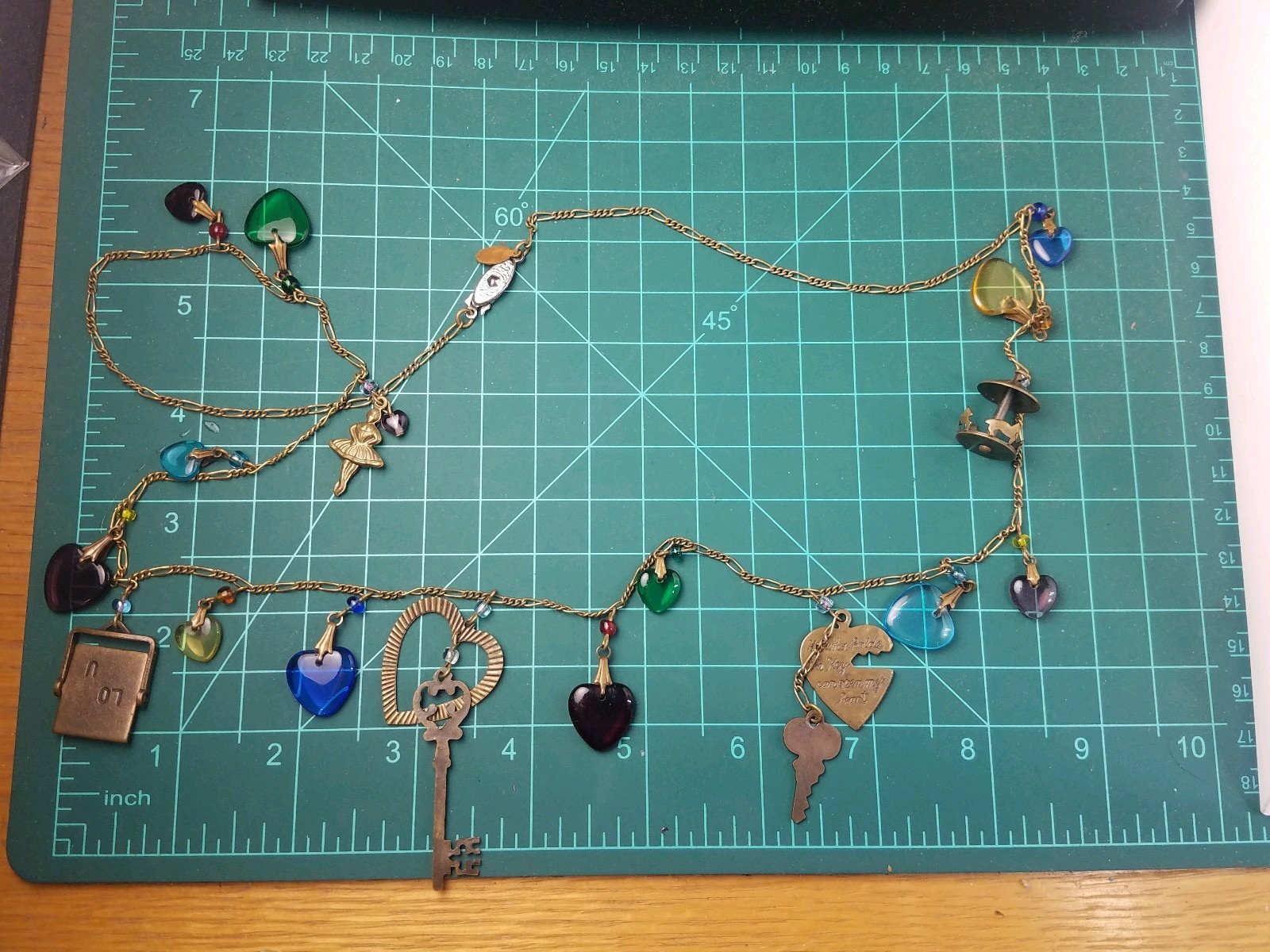 Glass Works Studio Long Multicolor Glass Hearts Charm Necklace
