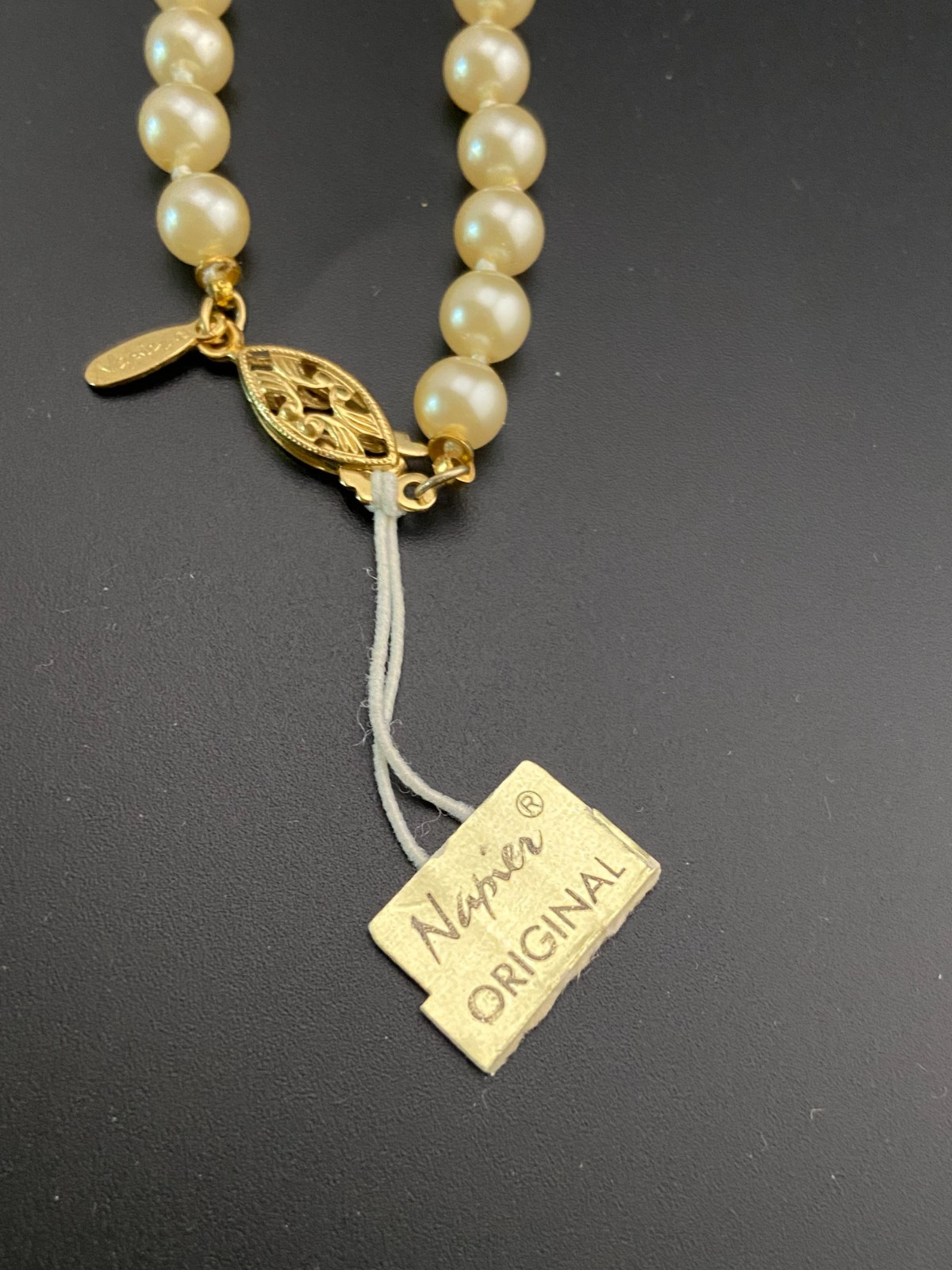 Vintage Signed Napier Gold Plated 20″ Necklace Fish hook clasp New w/tag