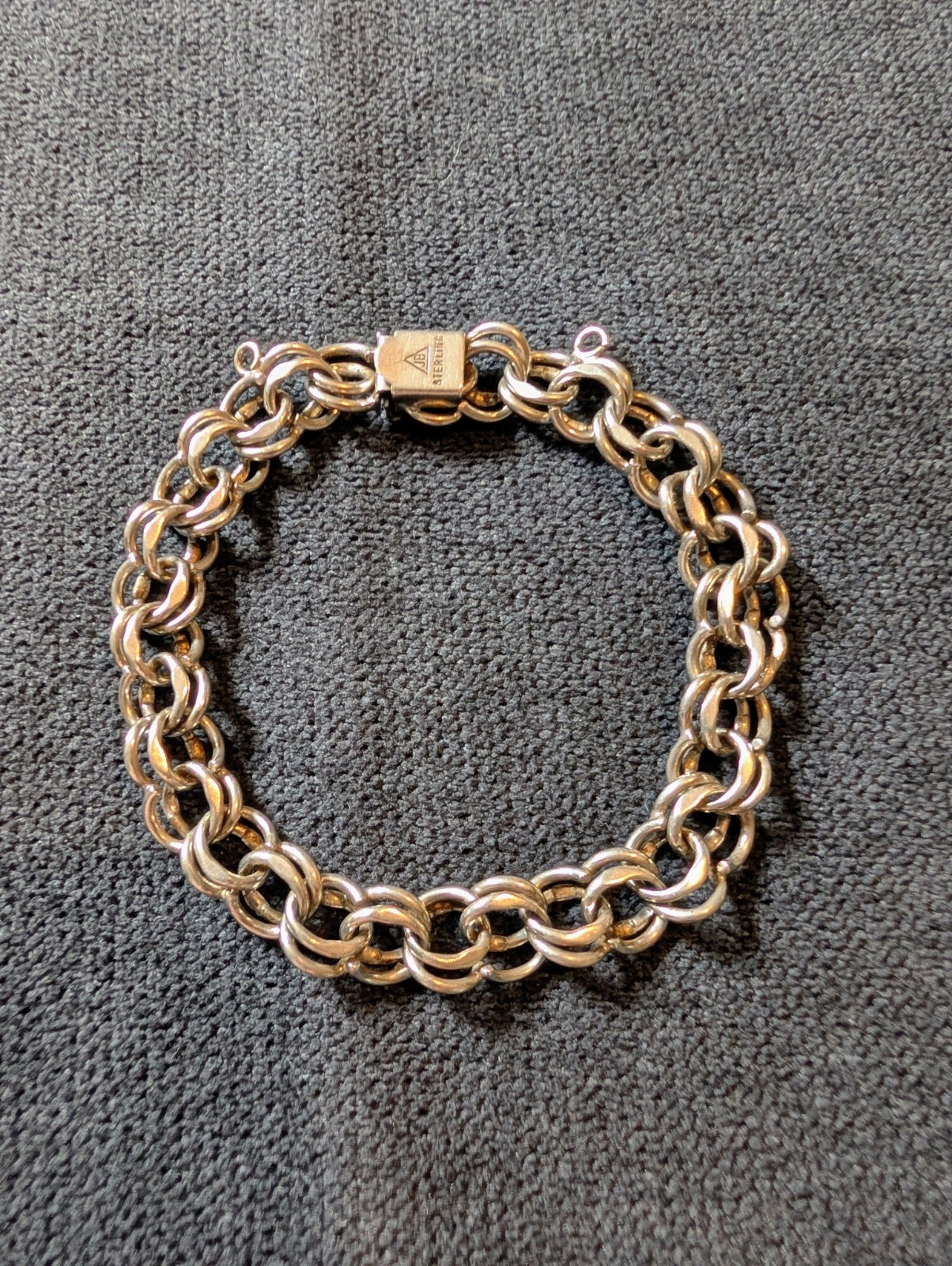 Vtg JB Jacoby Bender STERLING Silver Double Link Charm Bracelet .7oz 18g