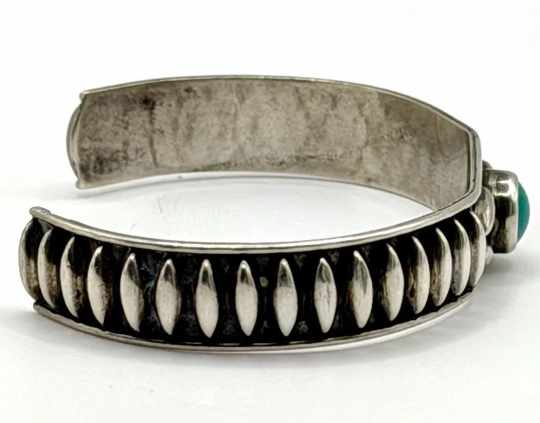 Vintage Plata de Jalisco JFCM Sterling Silver Cuff Bracelet Guad Mex Turquoise